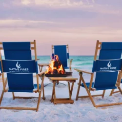 native fires chairs at beach